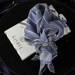 KOVOVE Men White & Blue Striped Woven-Design Pocket Square-image-45