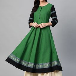 YASH GALLERY Women Green Solid Anarkali Kurta-22