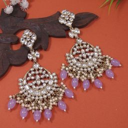 I Jewels Gold-Plated Kundan Studded Contemporary Chandbali-50