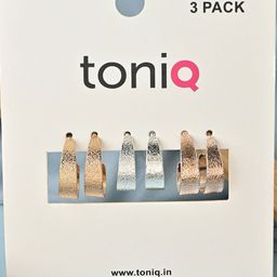 ToniQ Set Of 3 Gold-Plated Contemporary Half Hoop Earrings-14