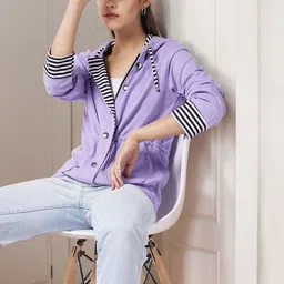 Miss Chase Women Striped Tailored Jacket with Embroidered-image-74