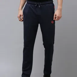 Van Heusen Sport Navy Blue Pure Cotton Printed Track Pants-picture-39