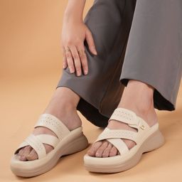 The Roadster Lifestyle Co. Women Round Toe Platform Heel Sandals with Laser Cuts-15