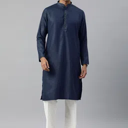 Manthan Men Woven Design Regular Thread Work Kurta with Pyjamas-0