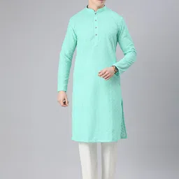 Manthan Men Embroidered Thread Work Kurta with Pyjamas-image-12