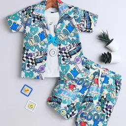 Ministitch Printed Shirt T-Shirt With Shorts Clothing Set-13