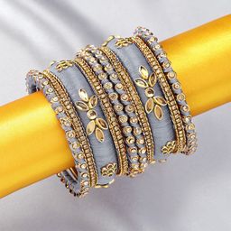 Peora Women Set of 18 Gold-Plated Kundan Studded Bangles-2