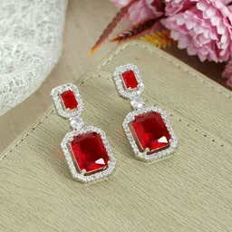 Zoey Rhodium-Plated Cubic Zirconia-Studded Drop Earrings-17