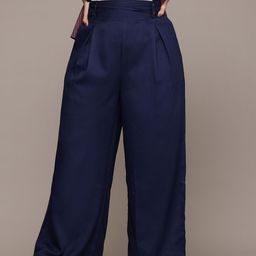 The Roadster Lifestyle Co. Women Plus-Size Pleated Wide Leg Trousers-image-85