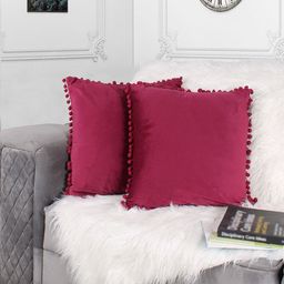 STITCHNEST Pink 2 Pieces Velvet Square Cushion Covers-image-81