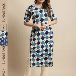 KALINI Pack Of 2 Printed Straight Kurta with Trousers-32