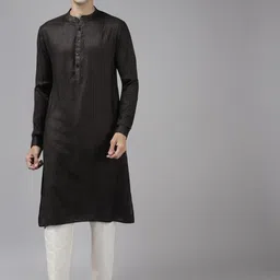 See Designs Men Black Thread Work Kurta with Trousers-image-105