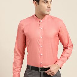 SOJANYA Men Coral Pink Classic Fit Solid Formal Shirt-image-20