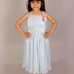 LIL DRAMA Girls Self Design Sleeveless Top with Skirt-image-15