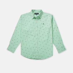 Gini and Jony Boys Green Classic Printed Casual Shirt-32