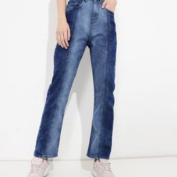 DressBerry Acid Fade Supreme Flared Panelled Jeans-image-59