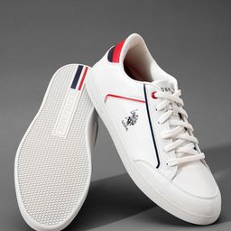 U S Polo Assn Men Off White Woven Design PU Sneakers-image-82