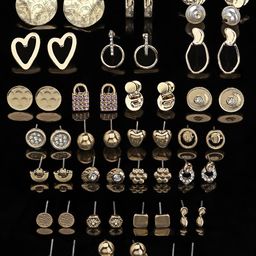 AMI Set of 25 Gold-Toned Contemporary Studs Drop & Semi-Hoops Earrings-image-43