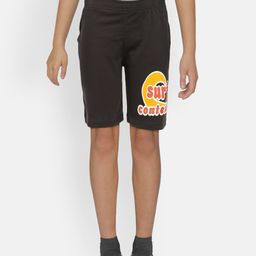 dongli Boys Charcoal Grey Printed Regular Fit Shorts-39