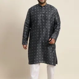 SOJANYA PLUS Men Grey Self Design Kurta with Pyjamas-43