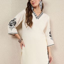 Indo Era Women Solid Embroidered Kurta with Trousers-picture-44