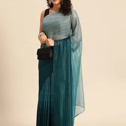 HERE&NOW Poly Georgette Ready to Wear Saree-image-17
