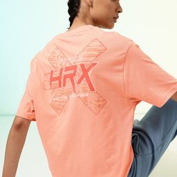 HRX by Hrithik Roshan Lifestyle Brand Logo Printed Oversized Pure Cotton T-shirt-image-79