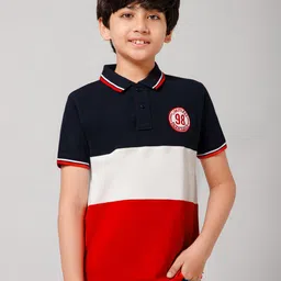 Provogue Boys Colourblocked Polo Collar Applique T-shirt-image-73