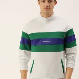Flying Machine Men White Colourblocked Hooded Sweatshirt-picture-8