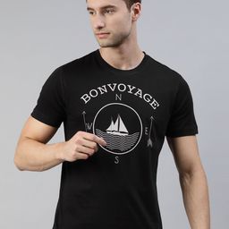 Huetrap Men Black Typography Printed Pure Cotton T-shirt-image-59
