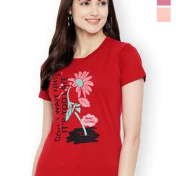 Fabflee Women Multicoloured 3 Printed V-Neck T-shirt-picture-38