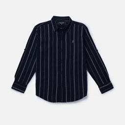 Gini and Jony Boys Blue Classic Striped Casual Shirt-image-62