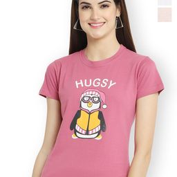 Fabflee Women Multicoloured 3 Printed V-Neck T-shirt-picture-2