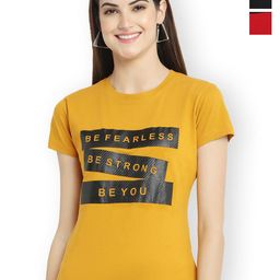 Fabflee Women Multicoloured 3 Printed V-Neck T-shirt-picture-32