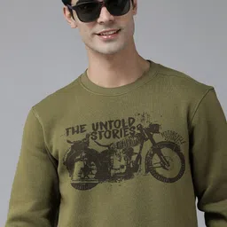 Wildcraft Men Olive Green Graphic Printed Sweatshirt-image-13