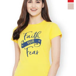 Fabflee Women Multicoloured 3 Printed V-Neck T-shirt-picture-30