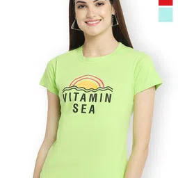 Fabflee Women Multicoloured 3 Printed V-Neck T-shirt-picture-23