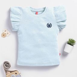 Here&Now X Game Begins Brand Logo Flutter Sleeve Cotton Top-image-4