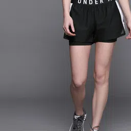 UNDER ARMOUR Women Black & White Play Up 2-in-1 Shorts-image-6