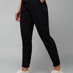 DOLCE CRUDO Women Black Mid Rise Clean Look Joggers-image-82