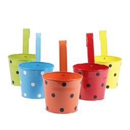 green girgit Set of 5 Polka-Dot Printed Planters image 2