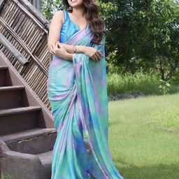 KALINI Teal & Blue Tie and Dye Saree-54