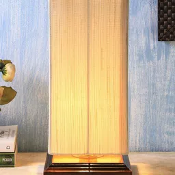 Devansh Cream-Coloured Solid Traditional Rectangular Column Lamp image 2