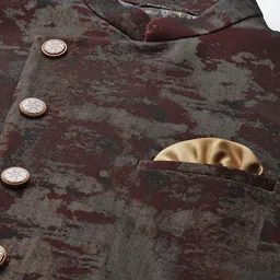 ESSAS club Maroon Netted Nehru Jacket With Golden Splash Print image 4