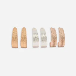 ToniQ Set Of 3 Gold-Plated Contemporary Half Hoop Earrings image 5