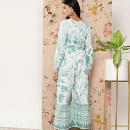 Juniper Off White & Teal Printed Basic Jumpsuit image 4