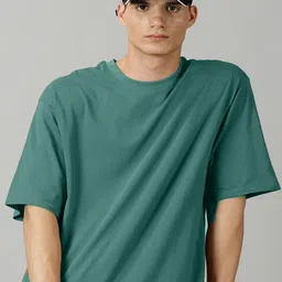 THE HOLLANDER Pure Cotton Solid Drop-Shoulder Sleeves Oversized Fit T-shirt-picture-0