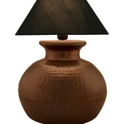 Homesake Copper-Toned & Green Textured Hammered Pitcher Handcrafted Table Lamp with Shade image 4