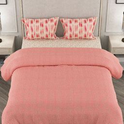 Portico New York Peach-Coloured & Red Printed AC Room 120GSM Double King Bedding Set image 3