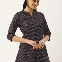 AMUKTI Abstract Print Mandarin Collar Printed Ethnic Tunic image 3